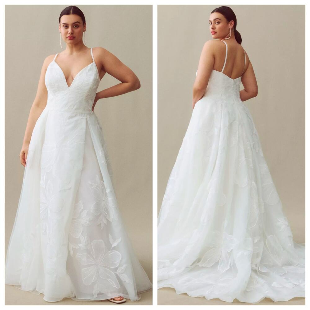 Wtoo by Watters Romy Floral Wedding Dress Anthropologie Plus Size 14